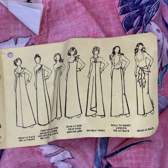 NWT! MALIHINI HAWAII VINTAGE 60s 70s Wrap Sarong Floral Dress 1 Size USA MADE - Picture 10 of 11